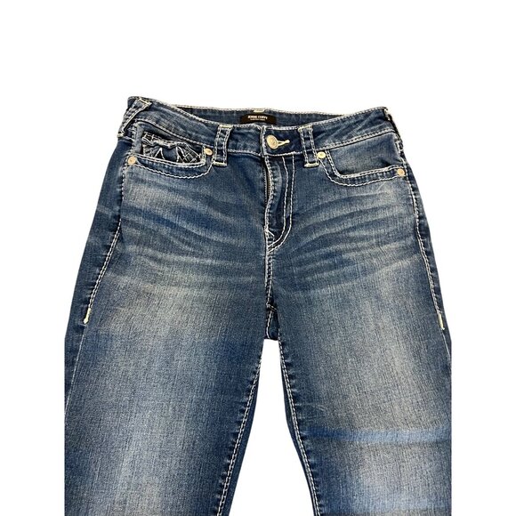 True Religion Blue Skinny Jeans Women's Size 30 Distressed Hem Medium Wash Denim - Picture 3 of 9
